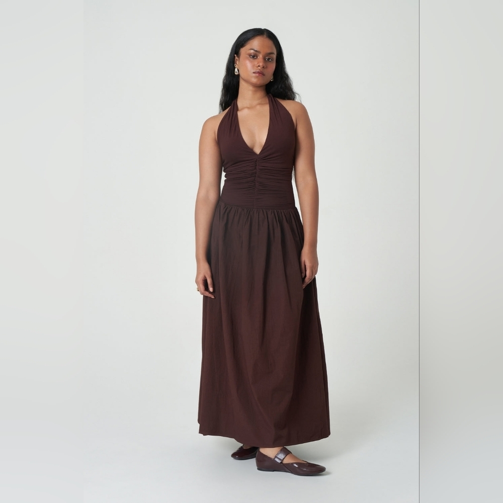 New Summer Away Cannes Dress Halter Dark Walnut Sz Medium